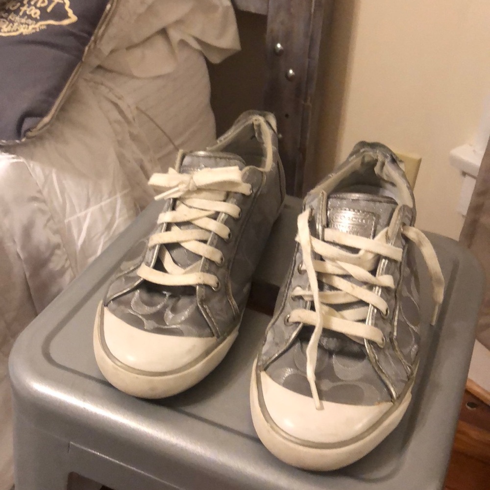 Silver coach shoes